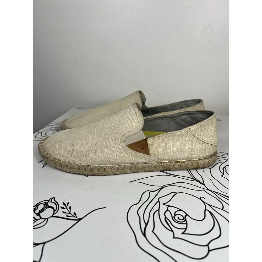 OluKai Shoes Kaula Pa'a Kapa Espadrille Tan Beige Women's Size 10